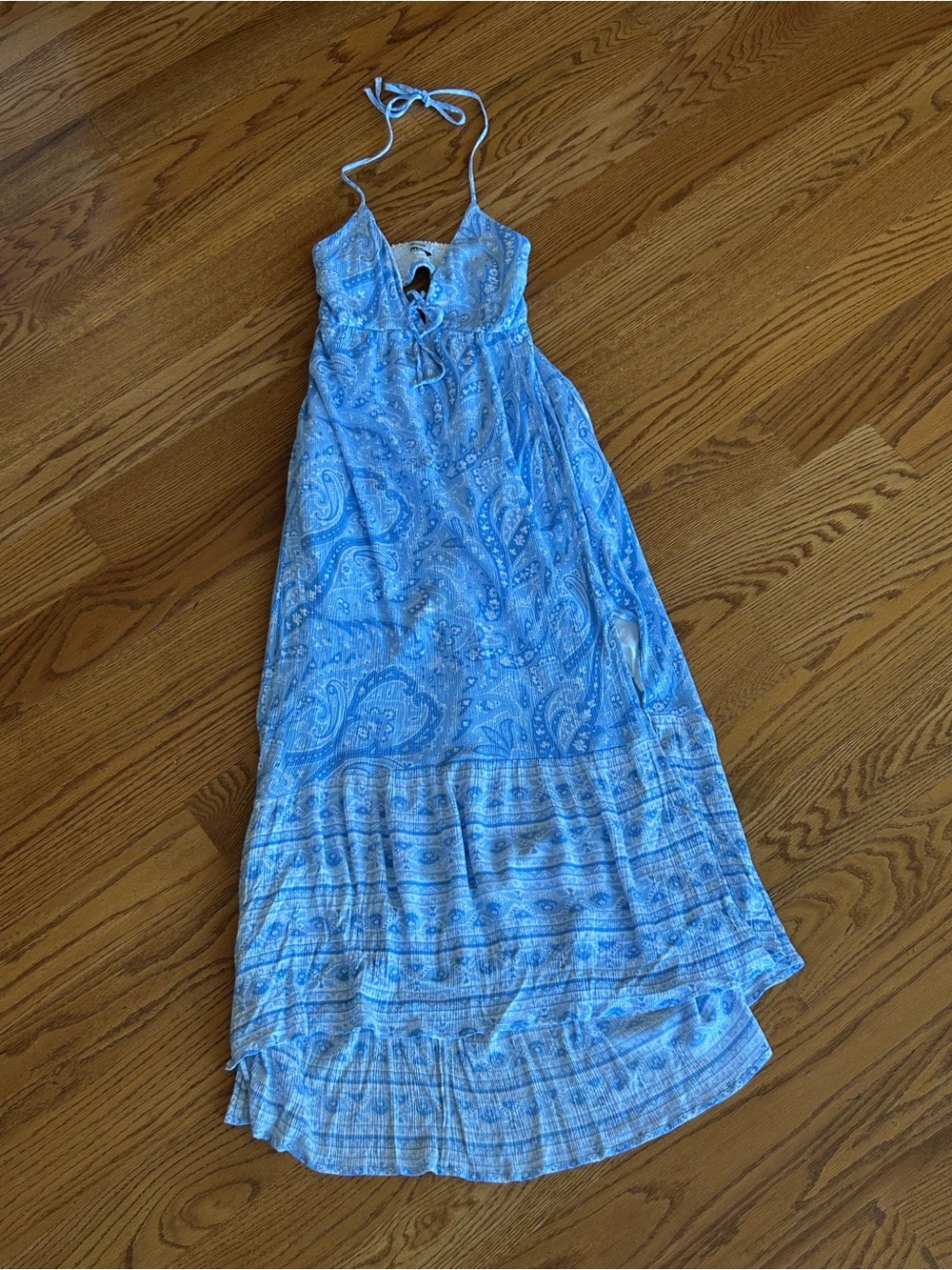 Hollister Light Blue Paisley Smocked Dress size Small